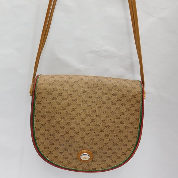 VINTAGE GUCCI MONOGRAM CANVAS SUPREME WEB BAG - Picture 4 of 16
